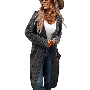 Amazon – XINWEIZZ Women’s Hooded Cable-Knit Long Cardigan - $18-$19.80 w/ Code