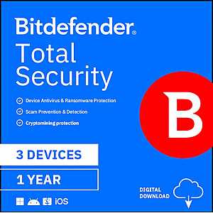 Bitdefender Total Security 3-Device 1-Year Digital $29.99 - Best Buy