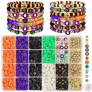 Gionlion 3500 Pcs Halloween Beads for Bracelets, Clay Beads Bracelet Making Kit Halloween Decorations Charms Jewelry Making, DIY Crafts for Gifts Party Favors $4.99