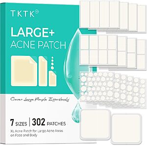 302-Count TKTK Pimple Patches for Face & Body (7 Sizes) $4.78 w/ S&S + Free Shipping w/ Prime or on $35+