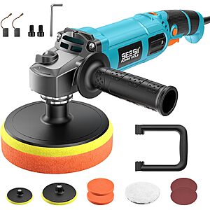 Seesii 6/7" Variable Speed Corded Rotary Car Buffer Polisher Kit $29.69 + Free Shipping w/ Prime or on $35+