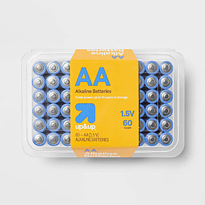 60-Pack up & up 1.5V AA Alkaline Batteries $23.99 + Free Shipping