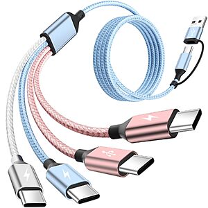 5' Jogrytece 4-in-2 USB-C Multi Charging Cable (Various) from $4.75 + Free Shipping w/ Prime or on $35+