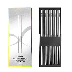 10-Pair Lazycorner 304 Stainless Steel Reusable Chopsticks $7.49 + Free Shipping w/ Prime or on $35+