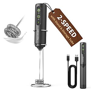 Circle Joy KJBQ 2-Speed Rechargeable Handheld Milk Frother w/ Stand (Black) $8.49 + Free Shipping w/ Prime or on $35+