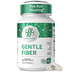 120-Count iMATCHME Psyllium Husk & Slippery Elm Fiber Supplement Capsules (1800mg) $6.65 w/ S&S + Free Shipping w/ Prime or on $35+