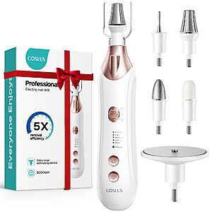 COSLUS C43 Professional Manicure Pedicure Kit, Upgrade Wider Grinder, White $9.99 AC