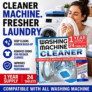 Amazon ~ Washing Machine Cleaner Tablets 24ct (1 year supply) $4.79 w/25% SS coupon and 10% SS