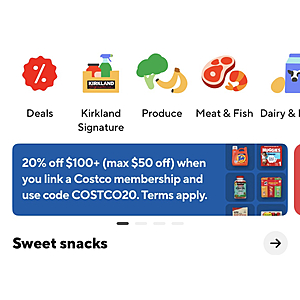 DOOR DASH Link Costco Account in App and get 20% OFF $100+ Up To $50 AC