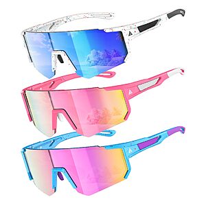 PRIME MEMBERS: QALLY 3-Pack Baseball Softball Sunglasses for Girls Boys Age 4-14 UV Protection Sports Kids $8.54 AC