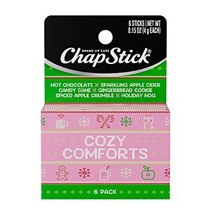 $6.07, 6 pack, ChapStick Stocking Stuffers Cozy Comforts Lip Balm Holiday Gift Set, Amazon
