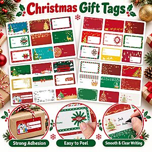 $3.49 ac AMAZON Christmas Gift Tags 108 PCS Name Stickers for Christmas Wrapping Paper