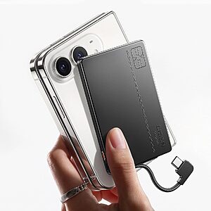5000mAh Lisen 0.2" Ultra-Slim Portable Charger & Power Bank w/ Built-In USB-C Cable (Black) $17.99 + Free Shipping w/ Prime or on $35+
