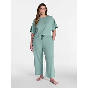 Joyspun Women's French Terry Knit Sleep Capri Pants, 25” Inseam, Sizes XS-3X $10.07