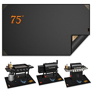 koymiley 75" x 40" Under-Grill Mat with 4 Weighted Corners for Decks & Patios — $30.22 at Amazon