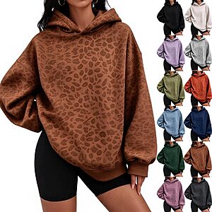 Women Fleece Lined Leopard Sweatshirt $14.99