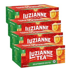 4-Pack 18-Count Luzianne Unsweetened Decaffeinated Iced Tea $6.37 w/ S&S + Free S&H w/ Prime or $35+