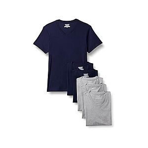$7.39-$7.42, L and XL only, FS Prime, 6 pack Amazon Essentials Men's Slim Fit V-Neck Undershirt, Breathable Cotton, Medium Grey Heather/Navy