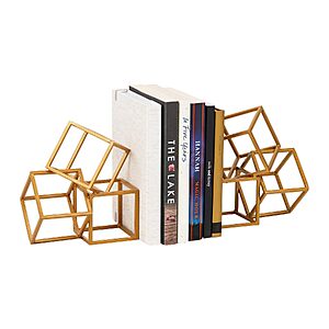 Set of 2 Mind Reader Geometric Cube Metal Bookends (Gold) $12.19 + Free Shipping w/ Prime or on $35+