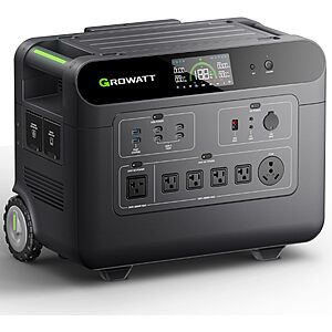 GROWATT HELIOS 3600 Portable Power Station, 3600Wh LFP Solar Generator | Expandable up to 36kWh capacity, 240V/7200W AC Output $1198.98