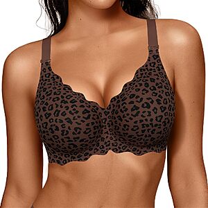 OEAK Women Value Series Jelly Bras Wireless Pushup Convertible Leo Coffee XL $9.99
