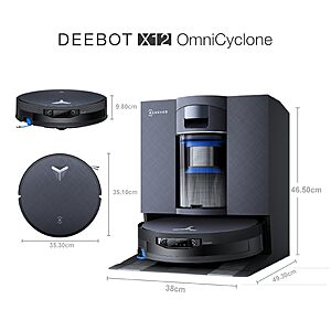 ECOVACS DEEBOT Robot Vacuum and Mop, X12 OMNICYCLONE | 22000Pa BLAST Suction, Instant Self-Washing Roller, Auto Carpet Shield $899.99