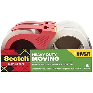 [NEW, AC] $17.10 | Scotch Heavy Duty Moving Tape, 1.88 in x 54.6 yd, 4 Rolls at Amazon