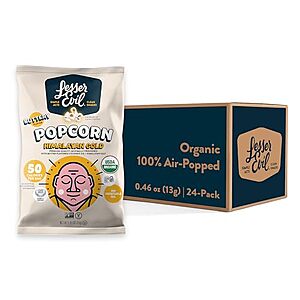 [SnS] $4.48* | 24-Pack 0.46-Oz Lesserevil Himalayan Gold Salt Organic Popcorn at Amazon (18.7￠ each)