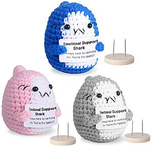 VZZNN 3 Pcs Crochet Shark Positive Emotional Support Animal Gifts $5.99 + Free Shipping