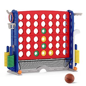 COSTWAY Giant 4-in-A-Row Connect Game Set with Height Adjust, Mesh, Golf $59.99
