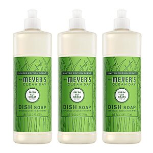 3-Pack 16-Oz Mrs. Meyer's Clean Day Fresh Cut Grass Liquid Dish Soap $12.82 w/ S&S + Free Shipping w/ Prime or on $35+