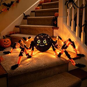 LITBLOOM Halloween Spider with Lights 54IN for Porch Yard Decoration $19.49