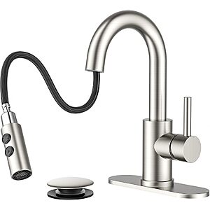 Amazon – FORIOUS Pull-Down Single-Hole Bathroom Faucet - $33.57 w/ Code + Prime Savings