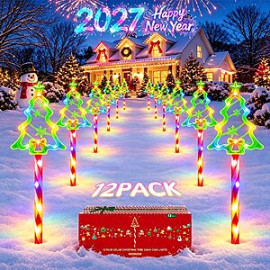 Amazon – BONLION 12-Pack Solar Christmas Pathway Lights - $32.99 w/ Code