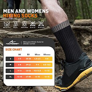 $15 AMAZON Three Pairs Niorasen Merino Wool Socks for Men & Women, Thermal Winter Crew Warm Socks