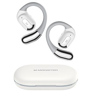 Monster AC317 Open Ear Headphones, 24H Playback Battery, Crystal Clear Calls, Type-C Charging, Touch Control, Sweat Resistant Earbuds, Gray White $15.95 (AC) $15.94