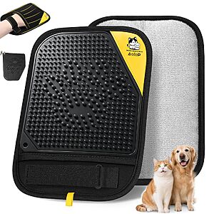 Aollop 2-in-1 Pet Hair Removal Glove for Cats Dogs, 5-Finger Design Reusable & Detachable Electrostatic Magic Brush $4.95
