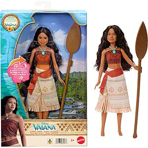 Mattel Disney Singing Moana Fashion Doll w/ "How Far I'll Go" Song, Oar & Necklace $15.39 + Free Shipping w/ Prime or on $35+