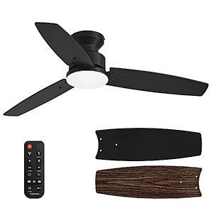 42" Conciseer Flush Mount Ceiling Fan w/ Light & Remote (Black) $27.99 + Free Shipping