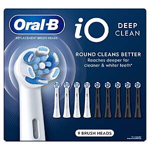 Oral-B iO Deep Clean Replacement Toothbrush Head, 9-count $43.99 + $2.99 shipping Costco.com
