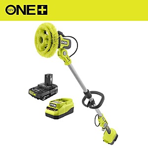 RYOBI ONE+ 18V Cordless Telescoping Soap Dispensing Scrubber Kit with 2.0 Ah Battery and Charger $129