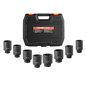 VEVOR 8-Piece 1/2" Drive Axle Nut Impact Socket Set $27.52 + Free Shipping