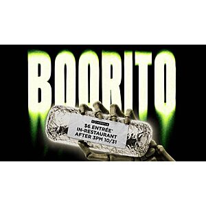 Chipotle Boorito Halloween 2026: Wear a Costume 10/31 after 3pm, $6 Entree