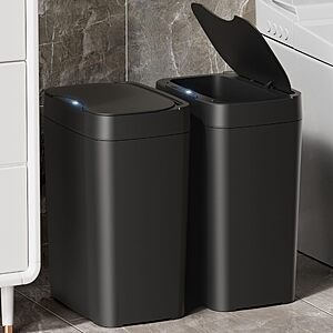 Vanpopubs 2 Pack 2.7 Gal Bathroom Trash Can with Lid, Automatic Trash Can Small Smart Garbage Can $29.99