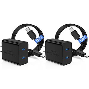 Amazon – COONCXEN 45W Dual-Port USB-C Charger w/ 2x 10' Cables - $8.99 w/ Code