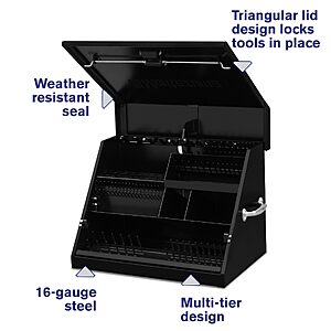 Montezuma – SE250B – 26-Inch Portable TRIANGLE Toolbox – Heavy-Duty Steel Construction – SAE and Metric Storage Chest – Weather-Resistant Toolbox, Black $570.65