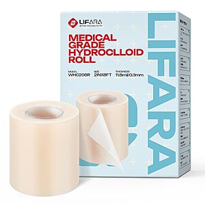 LIFARA Hydrocolloid Roll for Wound Care (11.8mil/ 0.3mm Thickness, 2in*8ft) $3.99