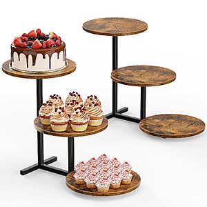 2-Pack 9.8" Emfogo 3-Tier Wooden Dessert Display Stand $32.49 + Free Shipping