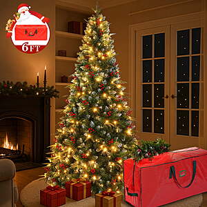 Yexmas 6ft Pre-Lit Artificial Christmas Trees with Large Christmas Tree Storage Bag $59.89