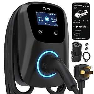 Tera for Tesla EV Charger Level 2 J1772: 48A Adjustable 240V - with Manual Setting Amps & Schedule on Unit - NEMA 14-50 25FT Extra Long Charging Cable IP65 W01 $218.69